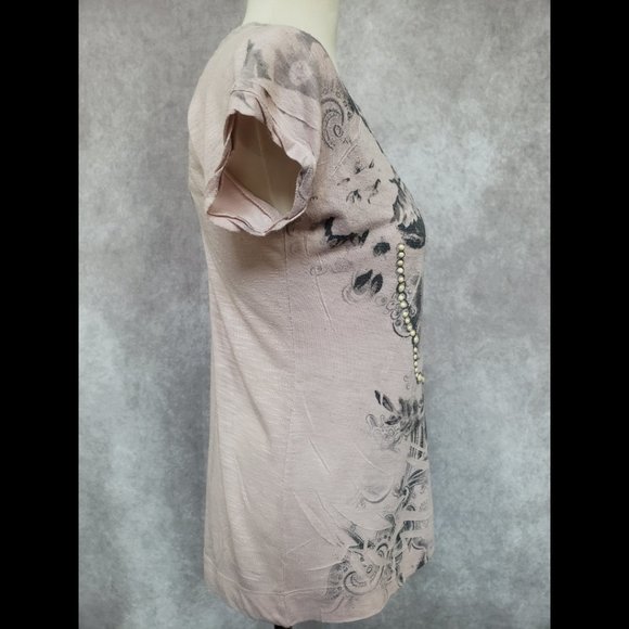 American Rag Cie 1984 Pale Pink Top with Lace Neckline, Size: L - Picture 4 of 7